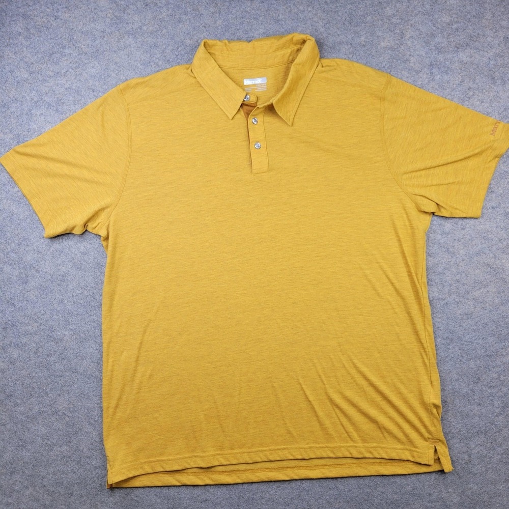 Marmot Polo Shirt Mens 2XL Yellow Polyester Cotton‎ Blend Jersey Tagless Top